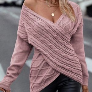 NORACORA Frenchy Wrap Coral Knit Sweater